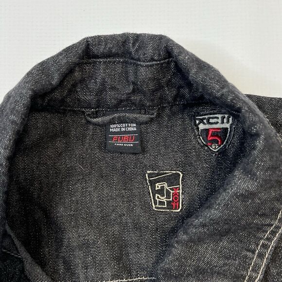 Vintage FUBU Jeans Denim Jacket Men's Size 2XL Black Hip Hop Oversized Retro - Picture 8 of 15